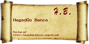 Hegedűs Bence névjegykártya